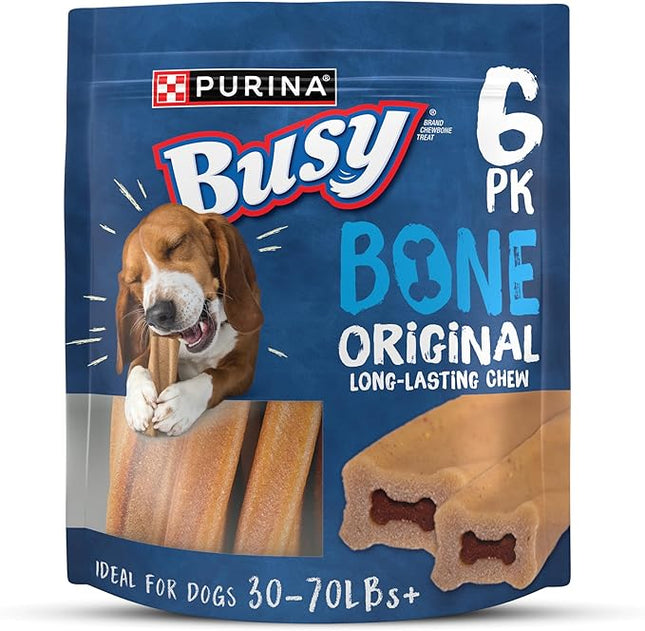 Purina Busy Bone Adult Dog Chew Bone Treats, Original - 6 ct. Pouch
