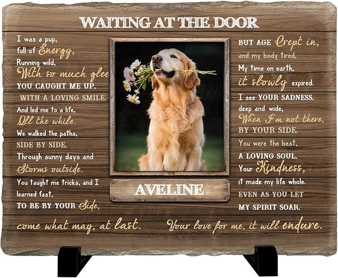 Personalized Pet Memorial Stone, Custom Dog Memorial Gifts for Loss of Dog with Photo Name Date, Dog Remembrance Gift, Loss of Dog Sympathy Gift for Dog Cat Lovers (Quote 18)