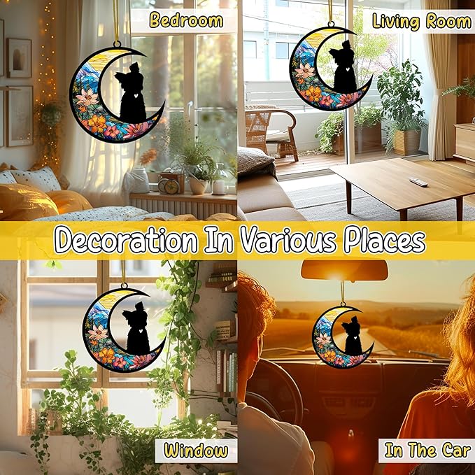 Yorkshire Terrier Memorial Suncatcher, Personalized Dog Loss Gift with Name & Date, Rainbow Bridge Remembrance for Yorkie Dog Lover, Sympathy Pet Bereavement Gifts, Hanging Window Decor