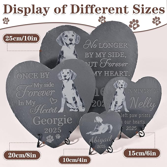 Pet Memorial Stone, Dog Memorial Stone, Dog Memorial Gifts for Loss of Dog, Pet Memorial Gifts, Loss of Pet Sympathy Gift, in Loving Memory Pet - No Longer by My Side - Heart Shaped