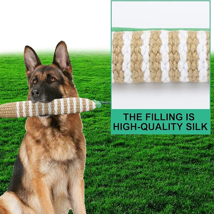 Dog Tug Toy, Dog Bite Jute Pillow Pull Toy with 2 Strong Handles, Perfect for Tug of War, Puppy Training Interactive Play, Bite Training Toys for Medium to Large Dogs (Green)