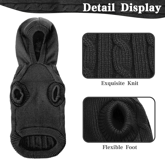PUPTECK Winter Dog Cat Sweater Coat - Soft Cold Weather Clothes Knitwear for Kitties & Small Dogs Indoor Outdoor Walking Warm, Knitted Classic for Doggies Kitties Girls Boys, Black S