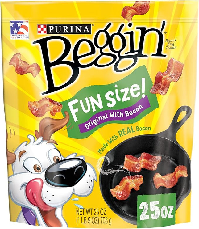 Purina Beggin' With Real Meat Dog Treats, Fun Size Original With Bacon Flavor - 25 oz. Pouch