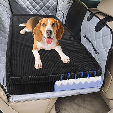 Loiion Dog Car Bed, Non-Slip Backseat Extender Pet Mat, Removable Washable Dog Bed for SUVs, Sedans & Trucks, Anti-Slip Travel Mat for Dogs, Easy Clean & Scratch-Proof & Comfort Black (50"×24.6")
