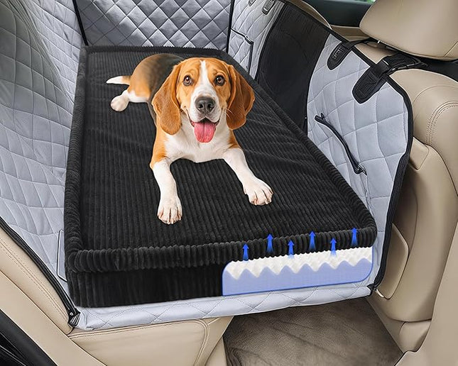 Loiion Dog Car Bed, Non-Slip Backseat Extender Pet Mat, Removable Washable Dog Bed for SUVs, Sedans & Trucks, Anti-Slip Travel Mat for Dogs, Easy Clean & Scratch-Proof & Comfort Black (50"×24.6")