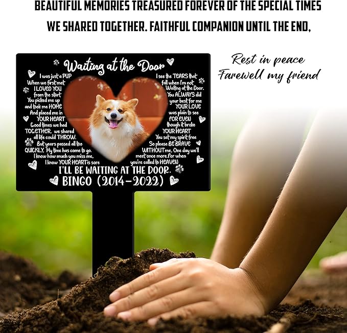 Pet Grave Markers Personalized Outdoor Animal Grave Markers Cross Pet Memorial Plaque Garden Decor to Remember Your Dogs Yard Stake Grave Supplies Photo In Loving Memory Animal Cats Cross