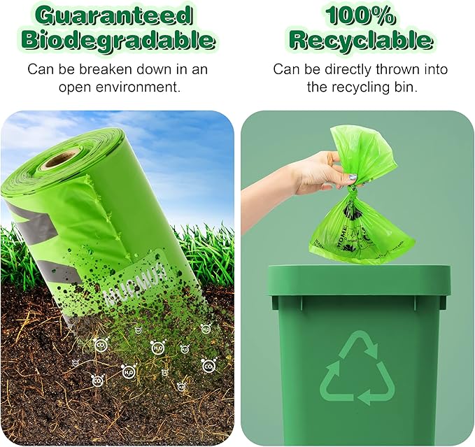 MUAMUA Biodegradable Dog Poop Bags 300 Count, 20 Rolls, Recyclable Waste with Dispenser, Large 9 x 13 Inches, Extra Thick, Leak Proof for Dogs and Cats