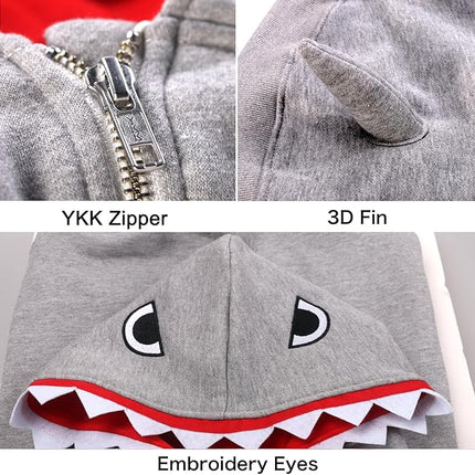 Large Dog Shark Christmas Costumes Zipper Hoodies Clothes for Pitbull Labrador, Grey, 4X-Large