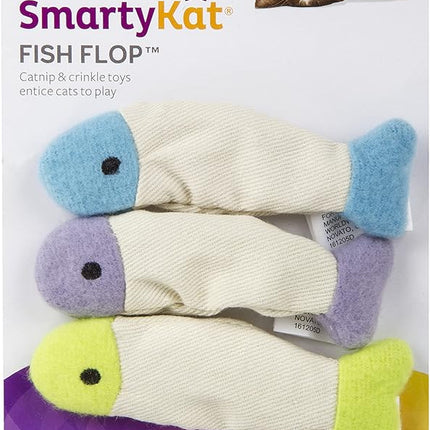 SmartyKat (3 Count) Fish Flop Crinkle Catnip Cat Toys - Multi Color, 3 Count