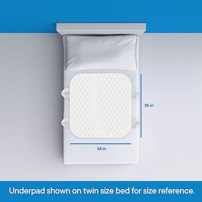 RMS Ultra Soft 4-Layer Washable and Reusable Incontinence Bed Pads with 4 Convenient Handles to Assist in Home Health Care, 34X36 Inch