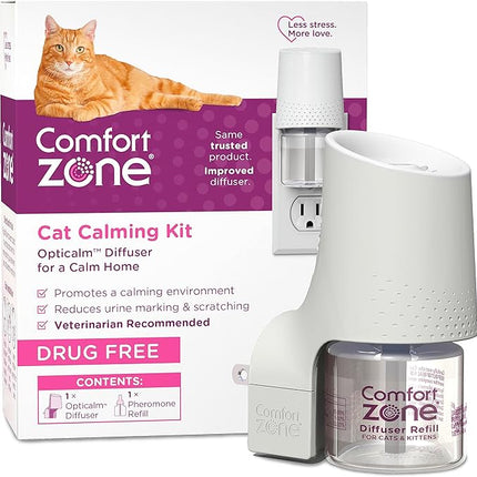 Comfort Zone 30 Day Starter Kit: 1 Cat Calming Diffuser & 1 Refill; Cat Pheromones Help Anxiety; Reduce Stress, Urine Marking, Scratching