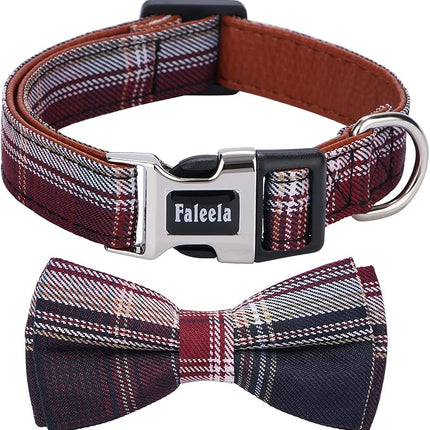 Faleela Soft &Comfy Bowtie Dog Collar,Detachable and Adjustable Bow Tie Collar,for Small Medium Large Pet (Red and White, Medium (Pack of 1))