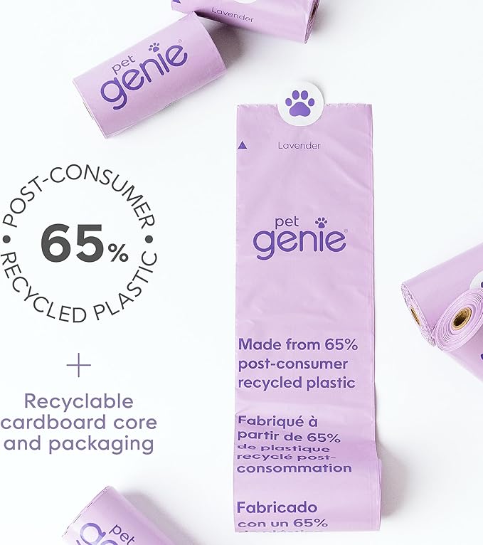 Dog Poop Bags Rolls Scented, Extra Strong & Leak-Proof for Dogs, Lavender Scented, Easy Tear Pet Waste Bags, Made from 65% Recycled Plastic, 8 Rolls (120 Count)