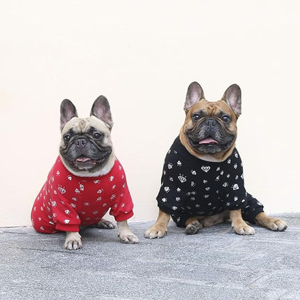 iChoue English Bulldog Pajamas Onesie Suit PJS Bodysuits for Medium Dogs Large French Frenchie Pug Pitbull Boston Terrier - Red Diamond, XXL