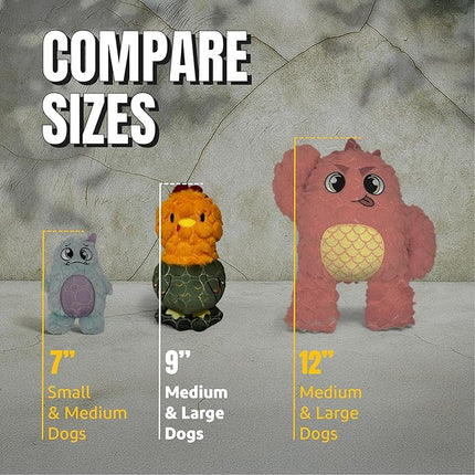 Bite Force -Durable & Strong Dog Toy Rooster with Squeaker, Kevlar-Reinforced for Aggressive Chewers for Small Medium Large Dogs - Green.