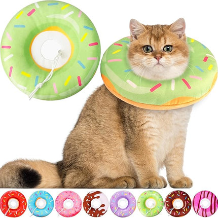 Cat Cone Collar Soft, Cat Recovery Collar for Wound Healing Cute Donut Adjustable Kitten Cones to Stop Licking Comfortable Lightweight Neck Elizabethan Collars for Kittens After Surgery