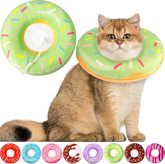 Cat Cone Collar Soft, Cat Recovery Collar for Wound Healing Cute Donut Adjustable Kitten Cones to Stop Licking Comfortable Lightweight Neck Elizabethan Collars for Kittens After Surgery