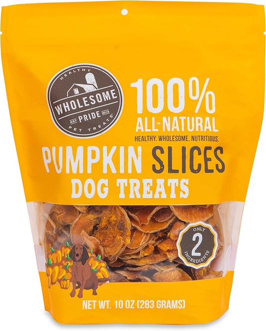 Wholesome Pride Pumpkin Slices 100% All-Natural Limited Ingredient Dehydrated Dog Treats, 10 oz