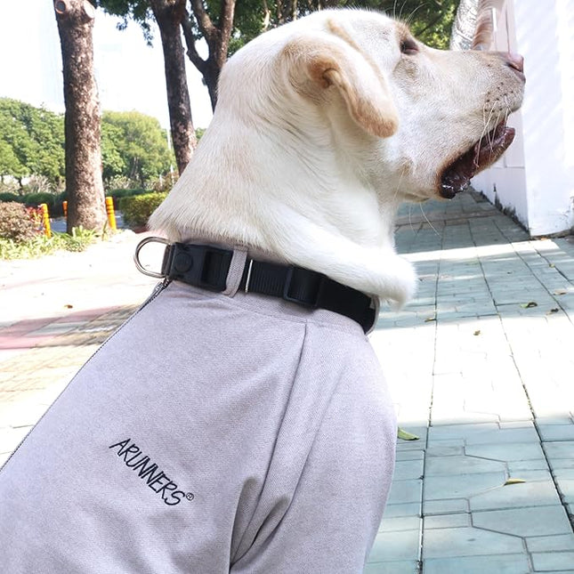 Large Dog Zipper Hoodies Clothes with Collar Leash Ring for Labrador Dobermann, Grey, 5X-Large