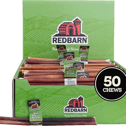 Redbarn Pet Products 9" Bully Sticks for Dogs, Pack of 50