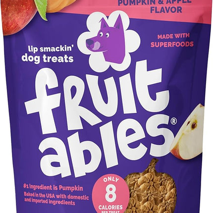 Fruitables Baked Dog Treats, Healthy Pumpkin Treat for Dogs, Low Calorie & Delicious, Free of Wheat, Corn and Soy, Made in The USA, Pumpkin and Apple Flavor, 20oz