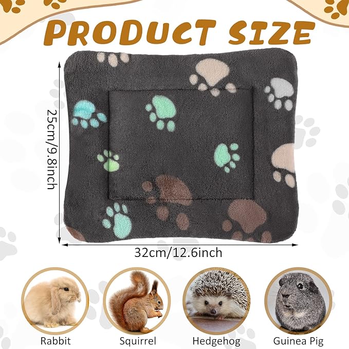 4 Pack Ultra Soft Dog Cat Bed Mat with Cute Prints Reversible Fleece Dog Crate Kennel Pad Cozy Washable Thickened Hamster Guinea Pig Pet Bed Mat for Small Animals(13 x 10 Inches,Black)