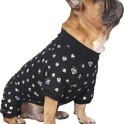 iChoue Corgi Shiba Inu Pajamas Onesie Suit PJS Bodysuits for Medium Dogs Large French Bulldog Frenchie Pug English Pitbull Boston Terrier - Black Diamond, L Plus