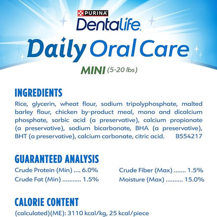 Dentalife Daily Oral Care Dog Treats for Small Dogs 5-20 lbs., Chewy Dental Treat to Freshen Breath and Fight Tartar, Chicken Flavor, 17.1 oz., 58 Chews - 58 ct. Pouch (Pack of 2)