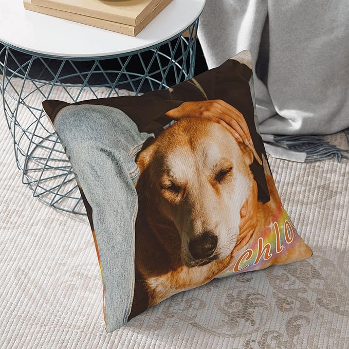 Funnylife Personalized Pet Memorial Throw Pillow with Photo Pet Memorial Gifts for Dogs Cats Loss of Dog Sympathy Gift Dog Bereavement Remembrance Picture Pillow