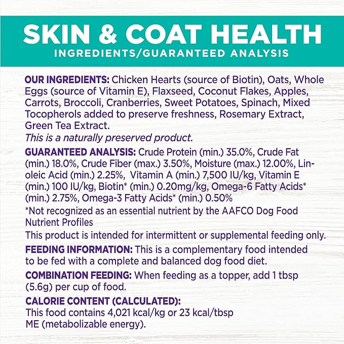 Wellness Bowl Boosters, Dog Food Topper for Small, Medium, & Large Breeds, Grain Free, Natural, Freeze Dried, Skin & Coat Health Chicken, 4 Ounce Bag (Pack of 1)