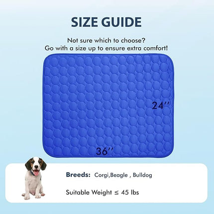 MICROCOSMOS Summer Cooling Mat & Sleeping Pad- Water Absorption Top, Materials Safe, Easy Carry, EZ Clean. Keep Cooling for Pets, Kids and Adults.(Dark Blue, 36" x24")