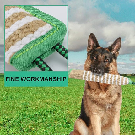 Dog Tug Toy, Dog Bite Jute Pillow Pull Toy with 2 Strong Handles, Perfect for Tug of War, Puppy Training Interactive Play, Bite Training Toys for Medium to Large Dogs (Green)