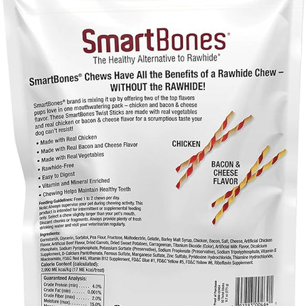 SmartBones Twist Sticks Variety Pack 50 Count, Rawhide-Free Chews For Dogs Made With Real Chicken Or Bacon And Cheese Flavor (SBM-00464)