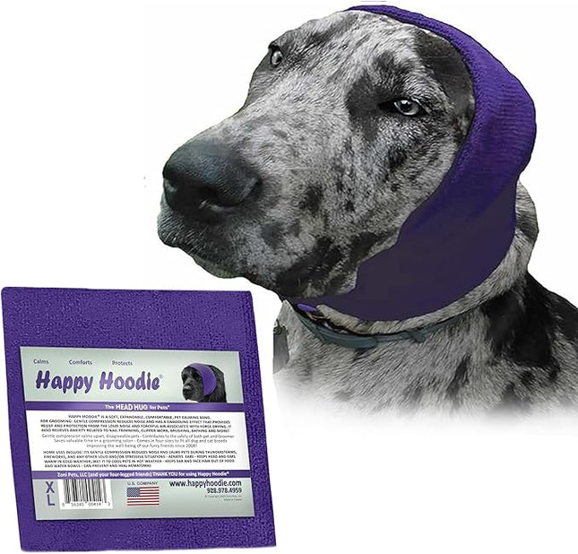 Happy Hoodie The Original Dog & Cat Calming Band - American Brand - Anxiety Relief/Noise Protection-Grooming-Thunder-Fireworks (X-Large, Purple) - Since 2008