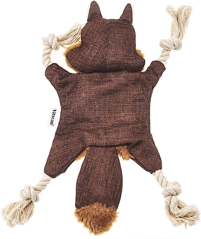 Vitscan Crinkle Dog Toy, No Stuffing Puppy Toys, Cotton Rope Limbs Stuffless Dog Toy with Squeaker, Plush Body Parts Squirrel Dog Squeaky Toys for Small Dog Chew Toys