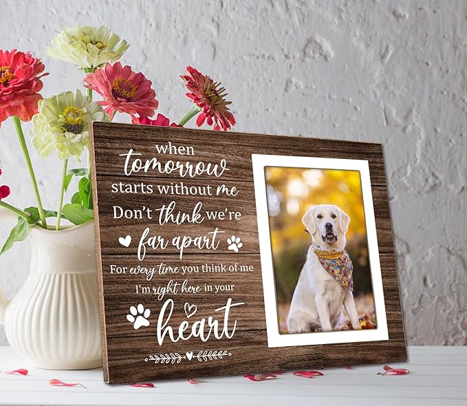 Pet Memorial Picture Frame, Pet Dog Memorial Picture Frame, Pet Cat Photo Frame, Photo Frame Gift for Dog Owners Sympathy for Loss of Pets Photo 4x6Inch12P039