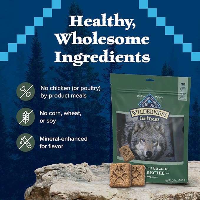 Blue Buffalo Wilderness Trail Treats High Protein Grain Free Dog Biscuits Crunchy Dog Treats, Duck Recipe, 36-oz Box