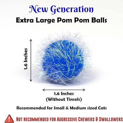 20 Pieces 1.6 inches Sparkle Pom Pom Balls for Cat - Interactive Glitter Balls, Multicolor, Best as Kitten Play Toys