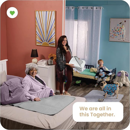 IMPROVIA® Washable Underpads, Heavy Absorbency Reusable Incontinence Pads for Kids, Adults, Elderly, and Pets - Waterproof Protection Floor Grey & White (4 Pack - 18x24)