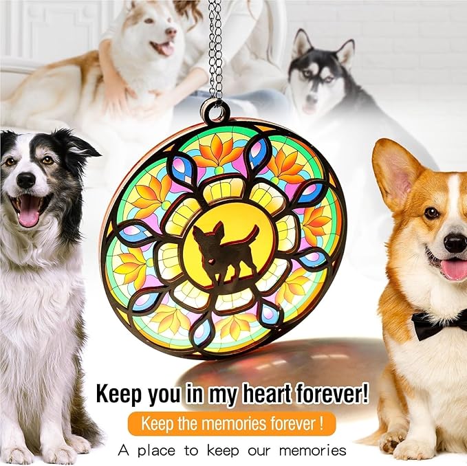 Pet Memorial Suncatcher，Pet Memorial Gifts, pet Memorial Condolence Gifts, Suitable for cat, Dog, and Other pet Lovers 6.3 x 6.3 inches