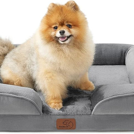 Bedsure Orthopedic Dog Beds for Small Dogs - Washable Small Dog Cat Bed Waterproof, Comfort Pet Couch Sofa with Washable Removable Cover, Pets Bed with Nonskid Bottom, Grey, 24"