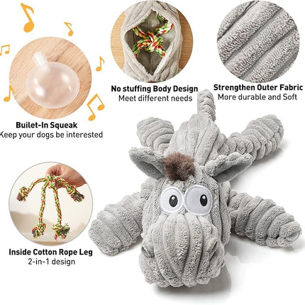 Dog Toy, Unstuffed Plush Toy for Large Breed, Cute Squeaky Dog Toys with Crinkle Paper, Big Puppy Chew Toys for Small, Middle, Large Breed