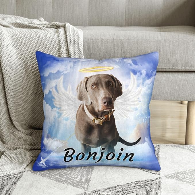 Funnylife Personalized Pet Memorial Throw Pillow with Photo Pet Memorial Gifts for Dogs Cats Loss of Dog Sympathy Gift Dog Bereavement Remembrance Picture Pillow