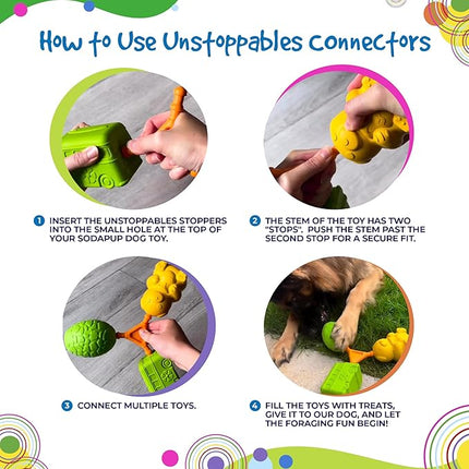 SodaPup Unstoppables – Connectors for Treat Dispensers Made in USA from Non-Toxic, Pet Safe, Food Safe Nylon Material to Link Treat Dispensers and Challenge Dog’s Foraging Instincts – 2 Pack