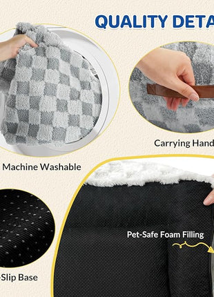 Cat Bed Cats Couch for Puppy and Kitten, Fluffy Pet Couch Small Dog Sofa Bed, Supportive Cat Sofa for Indoor Cats, Washable Cover & Non-Slip, 26 inch, Grey