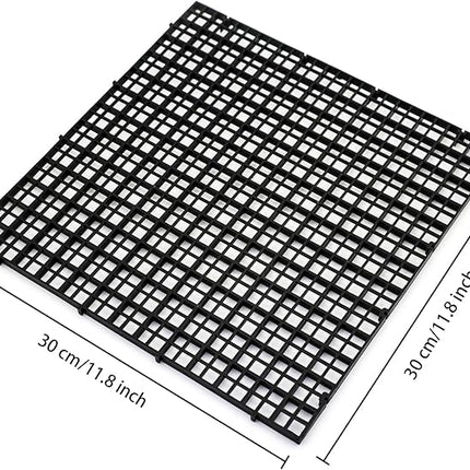 Aquarium Fish Tank Bottom Isolation 8 Pcs, Plastic Egg Crate Grid Divider Tray Egg (L 8pcs Black)