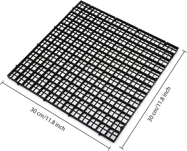 Aquarium Fish Tank Bottom Isolation 8 Pcs, Plastic Egg Crate Grid Divider Tray Egg (L 8pcs Black)