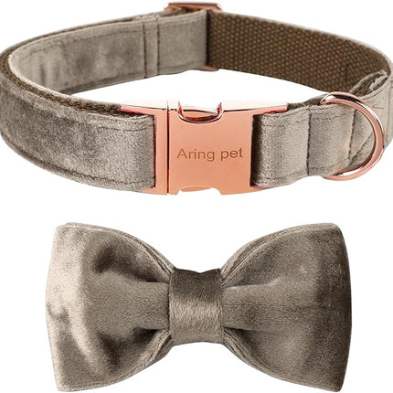 ARING PET Bowtie Dog Collar,Velvet Dog Collars with Detachable Bowtie, Adjustable Bow Tie Collar for Girl and Boy Dogs.