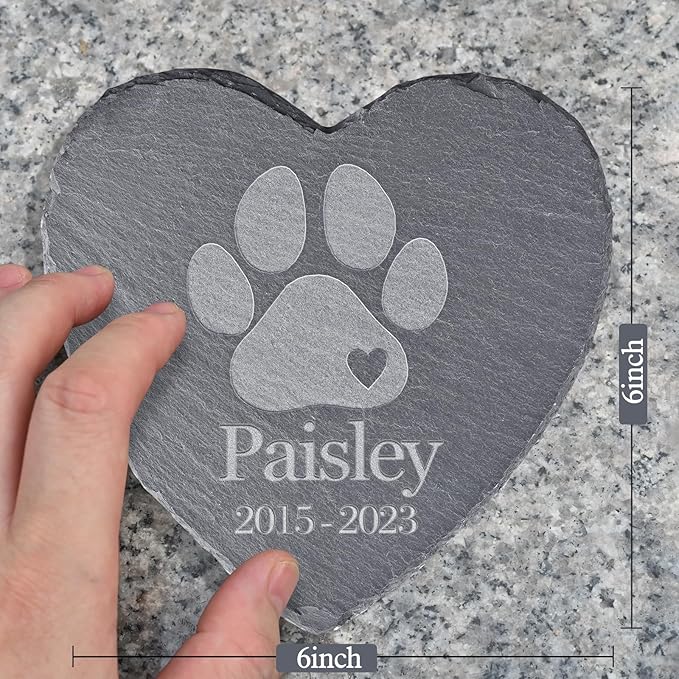 Personalized Dog Memorial Gifts - in Memory of Pet Stones - Cat Memorial Stones for Passing Away - Personalized Ideal Pet Condolence Gifts - Loss of Dog Sympathy Gifts - 4 * 4 Inches Memorial Stone