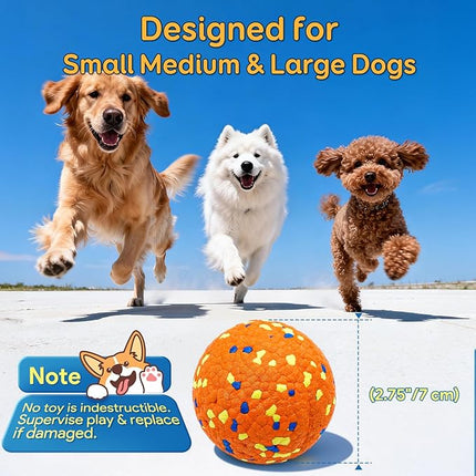 Dog Balls, Indestructible Tennis Balls for Aggressive Chewers, ETPU High-Bounce Floating Fetch Toys for Small & Medium Large Puppies, 4 Pack 2.75''